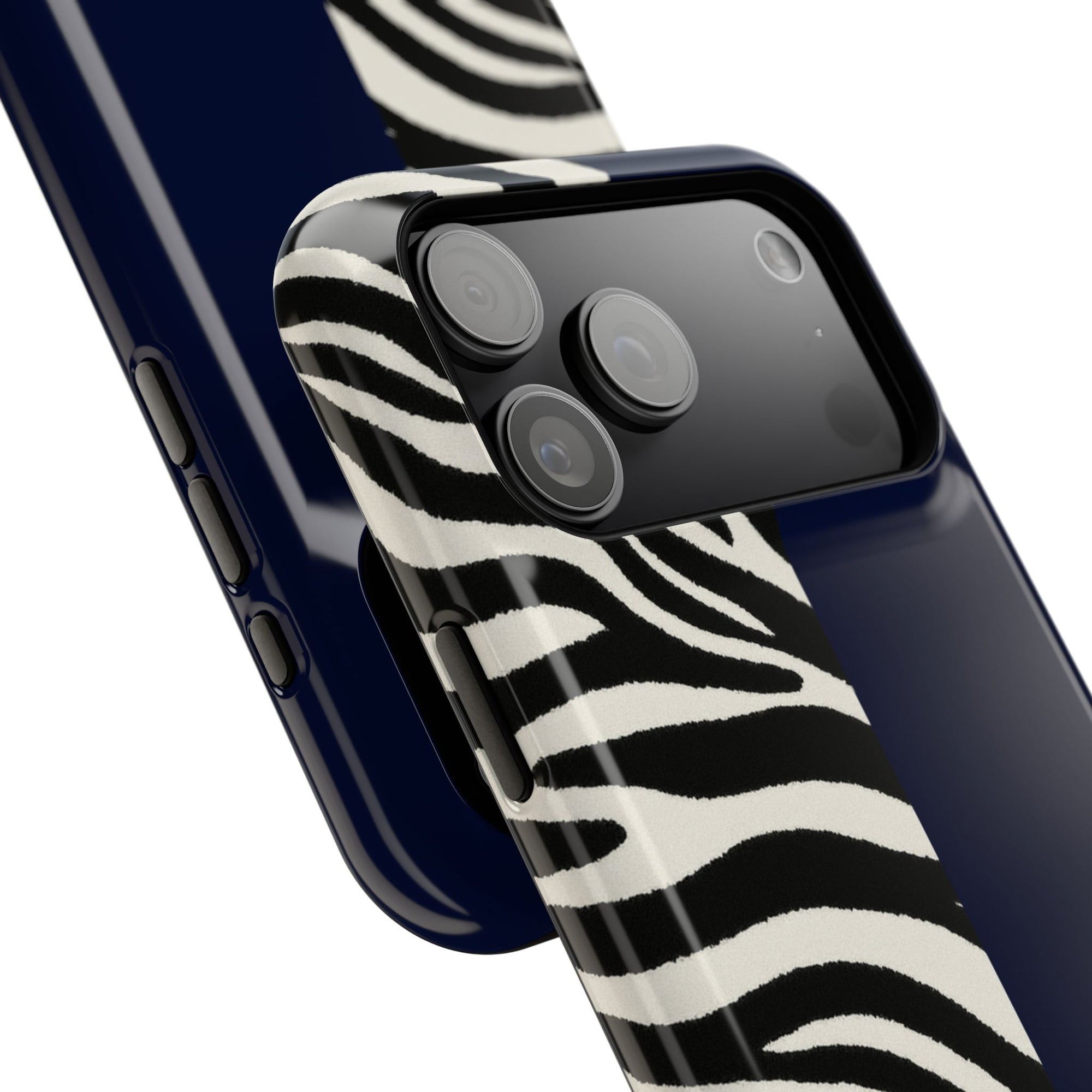 Zebra Print x Navy Blue Phone Case