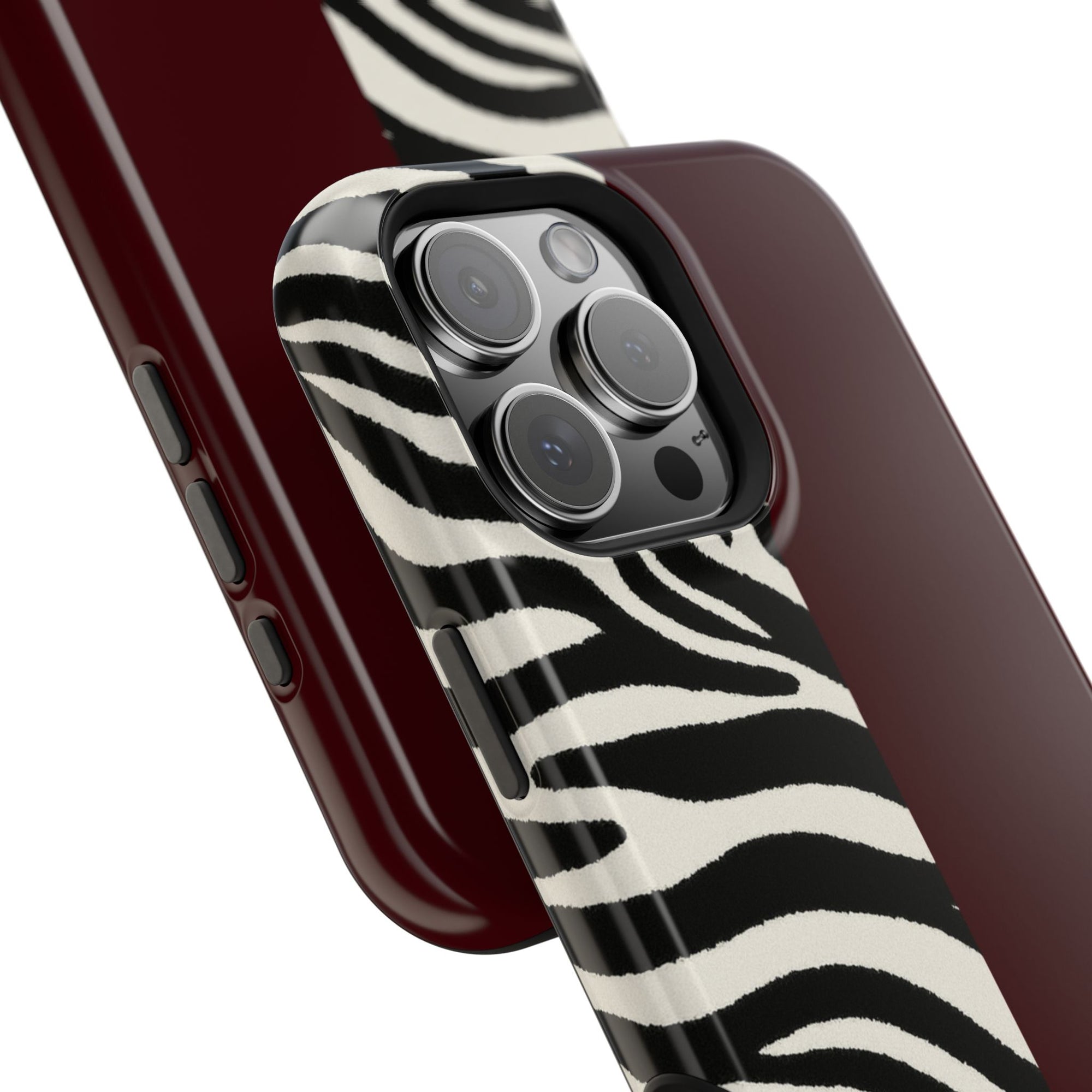 Zebra Print x Burgundy Phone Case