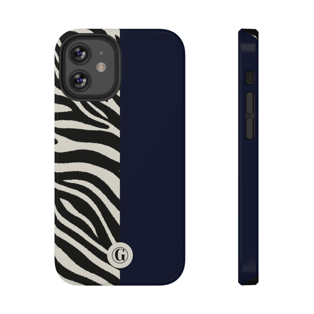 Zebra Print x Navy Blue Phone Case