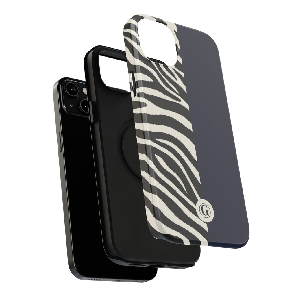 Zebra Print x Navy Blue Phone Case