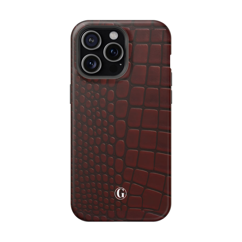 Burgundy Crocodile Print Phone Case