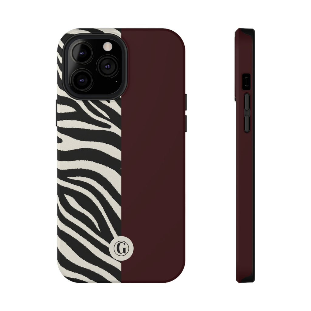 Zebra Print x Burgundy Phone Case