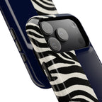Zebra Print x Navy Blue Phone Case