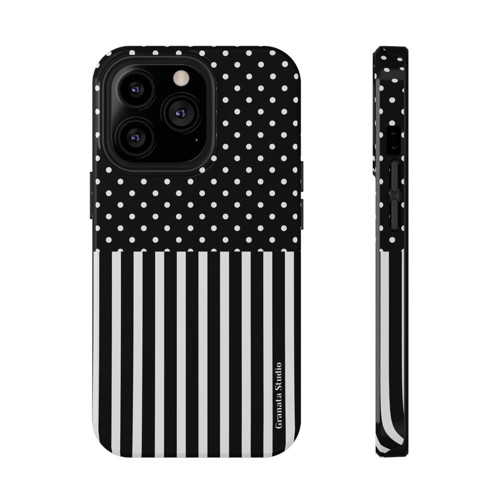 B&W Polka Dots x Stripes Phone Case