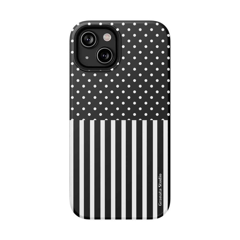 B&W Polka Dots x Stripes Phone Case