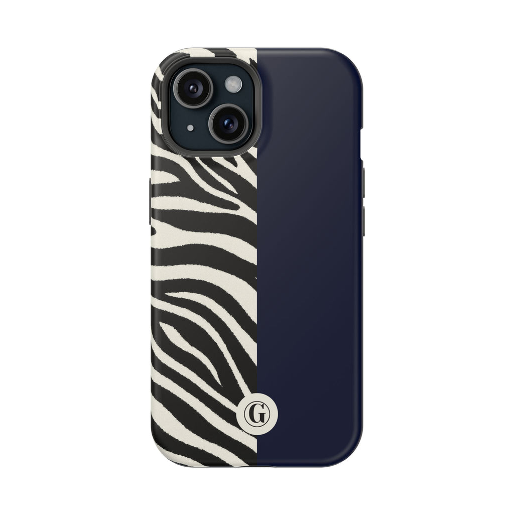 Zebra Print x Navy Blue Phone Case