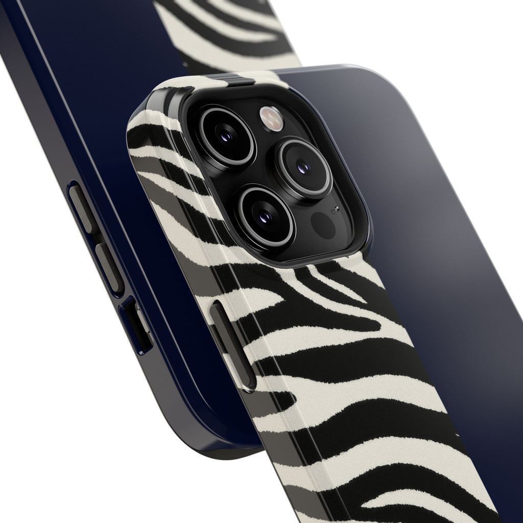 Zebra Print x Navy Blue Phone Case