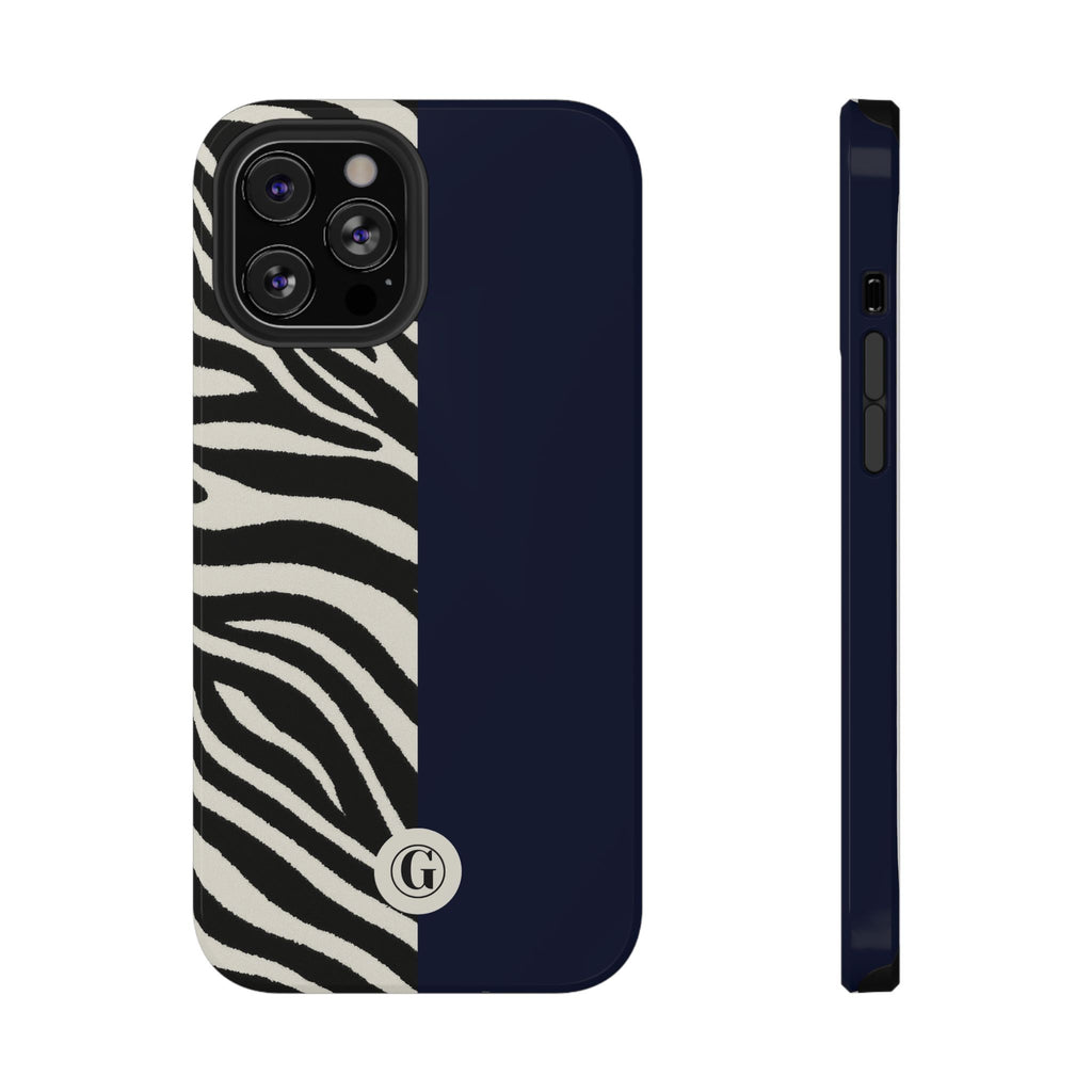 Zebra Print x Navy Blue Phone Case