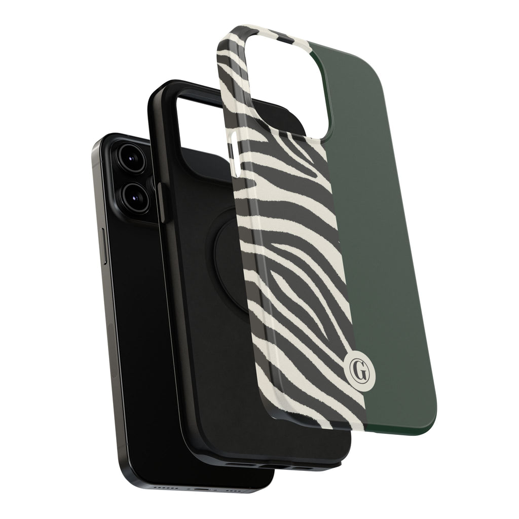 Zebra Print x Emerald Green Phone Case