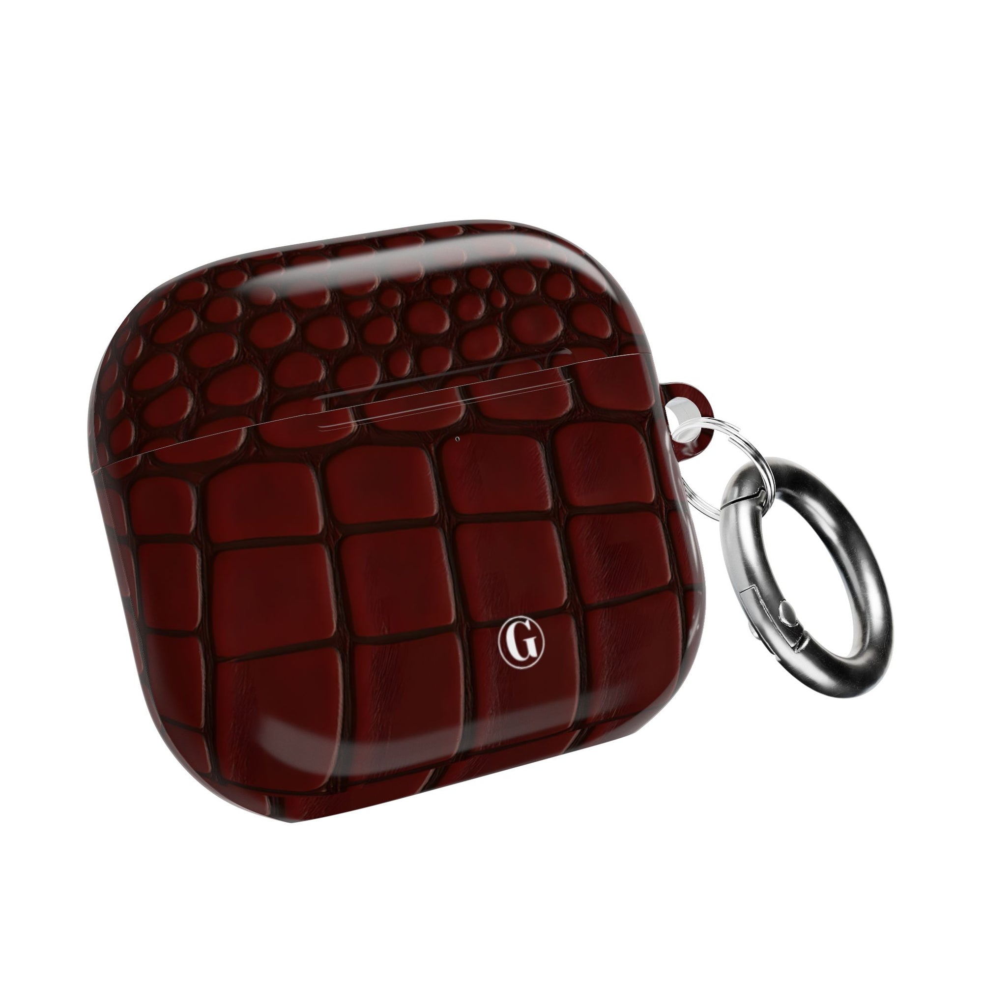 Burgundy Crocodile Print AirPod Case