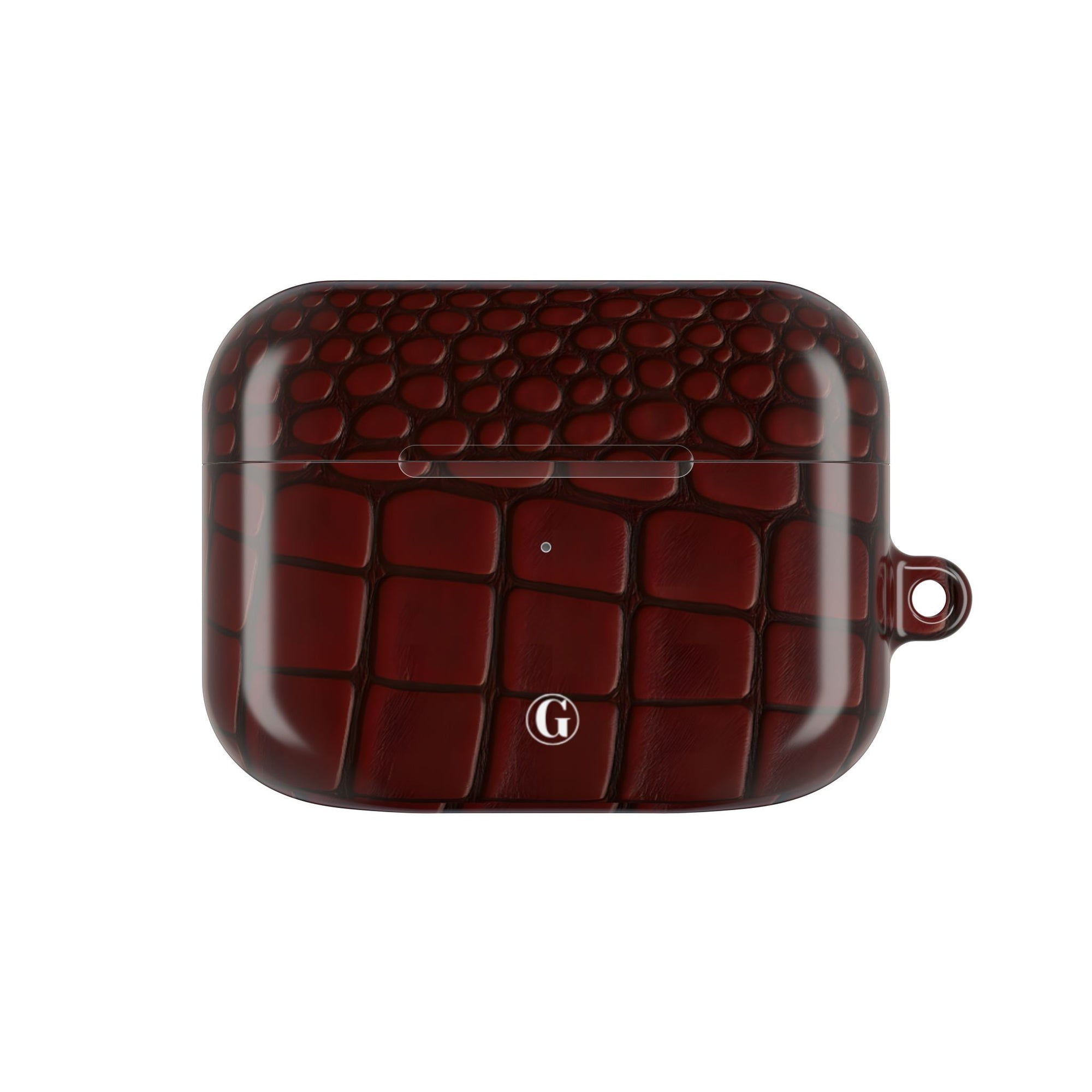 Burgundy Crocodile Print AirPod Case