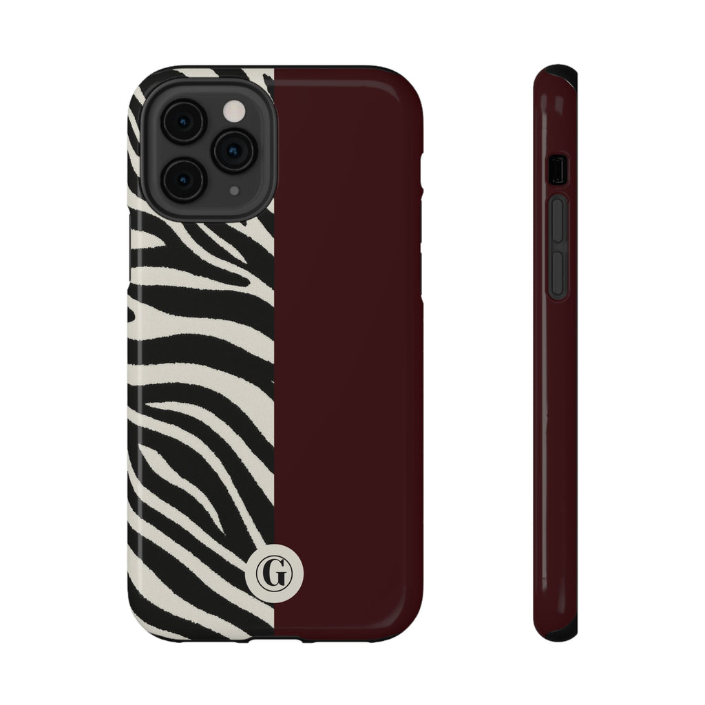Zebra Print x Burgundy Phone Case