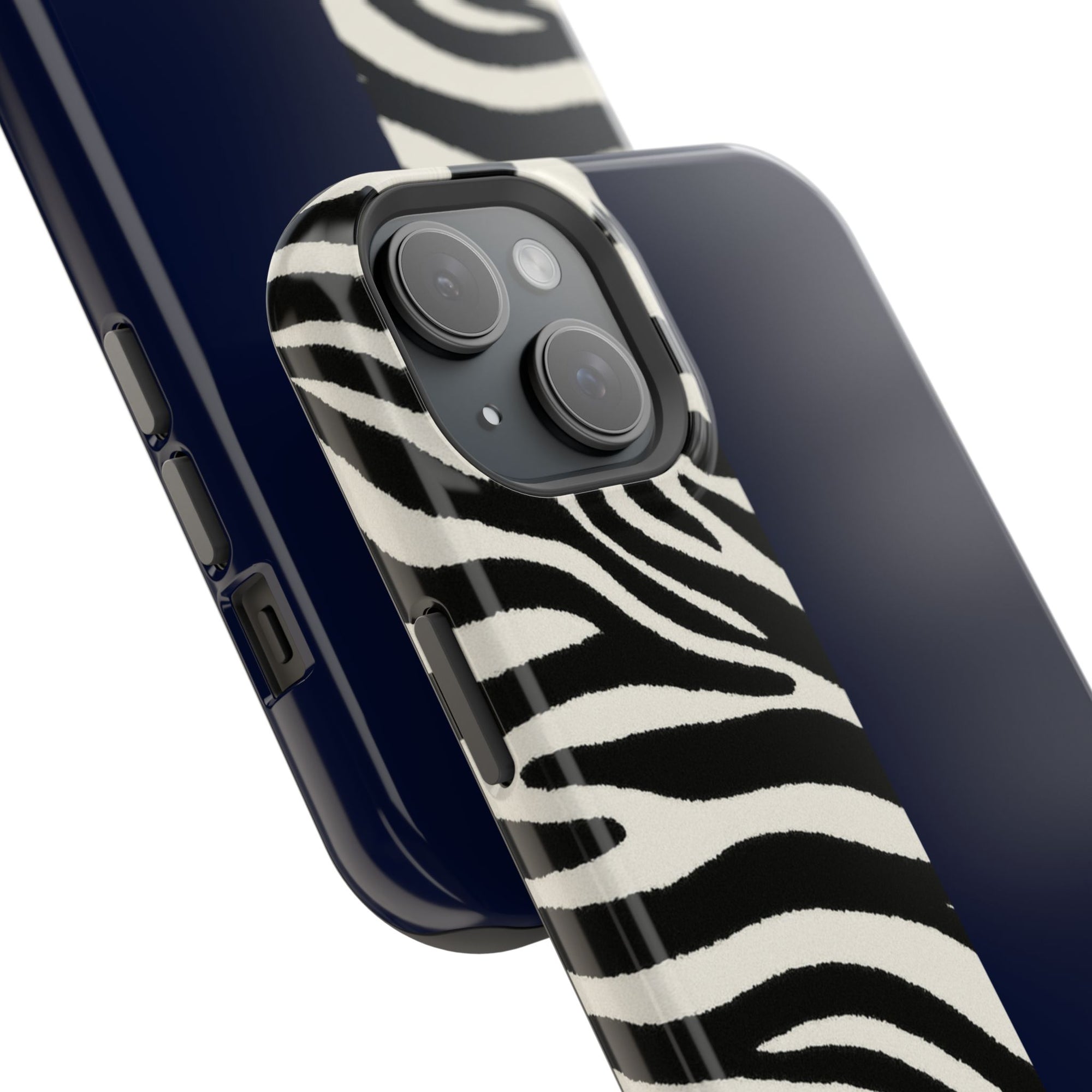 Zebra Print x Navy Blue Phone Case