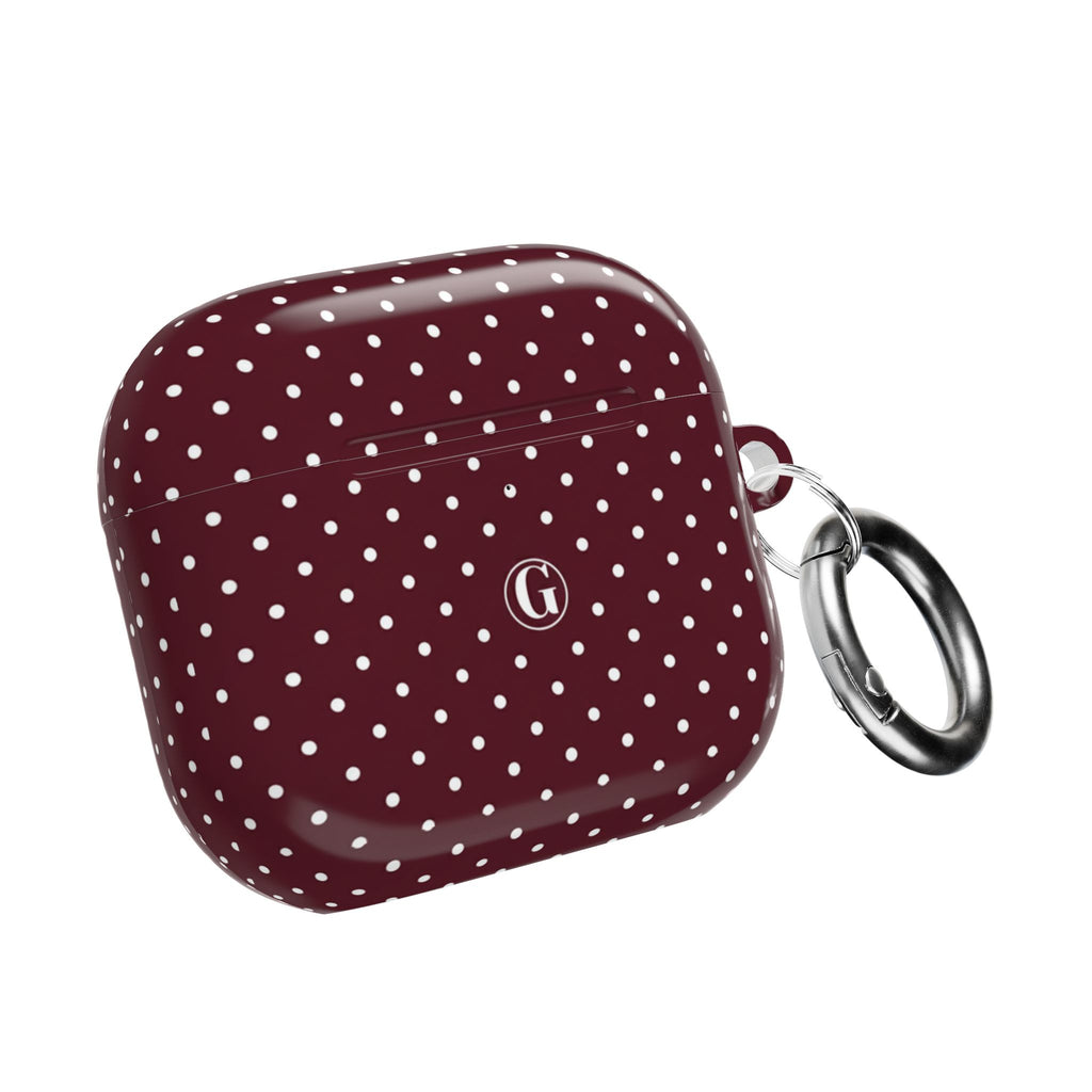 Burgundy Polka Dot AirPod Case