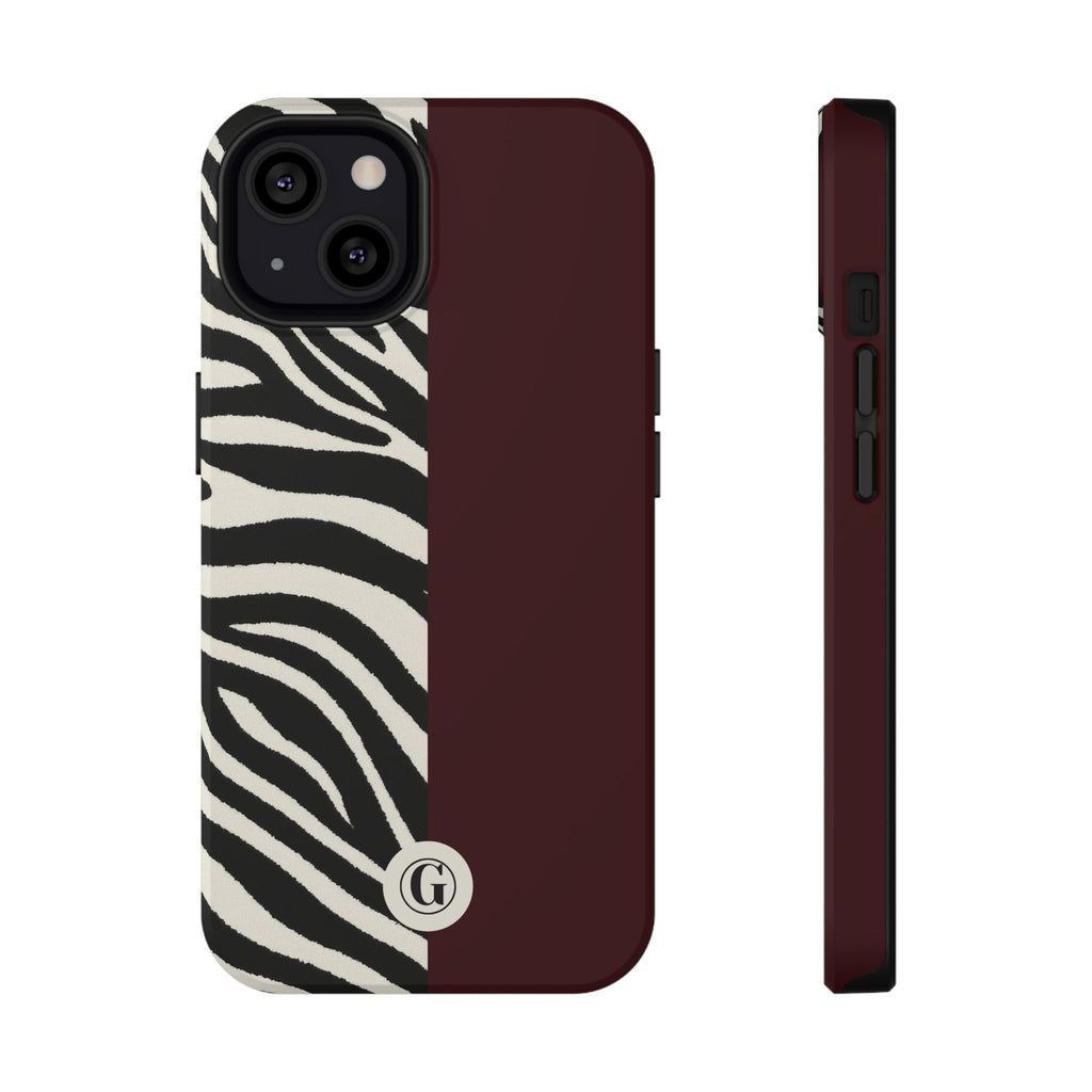 Zebra Print x Burgundy Phone Case