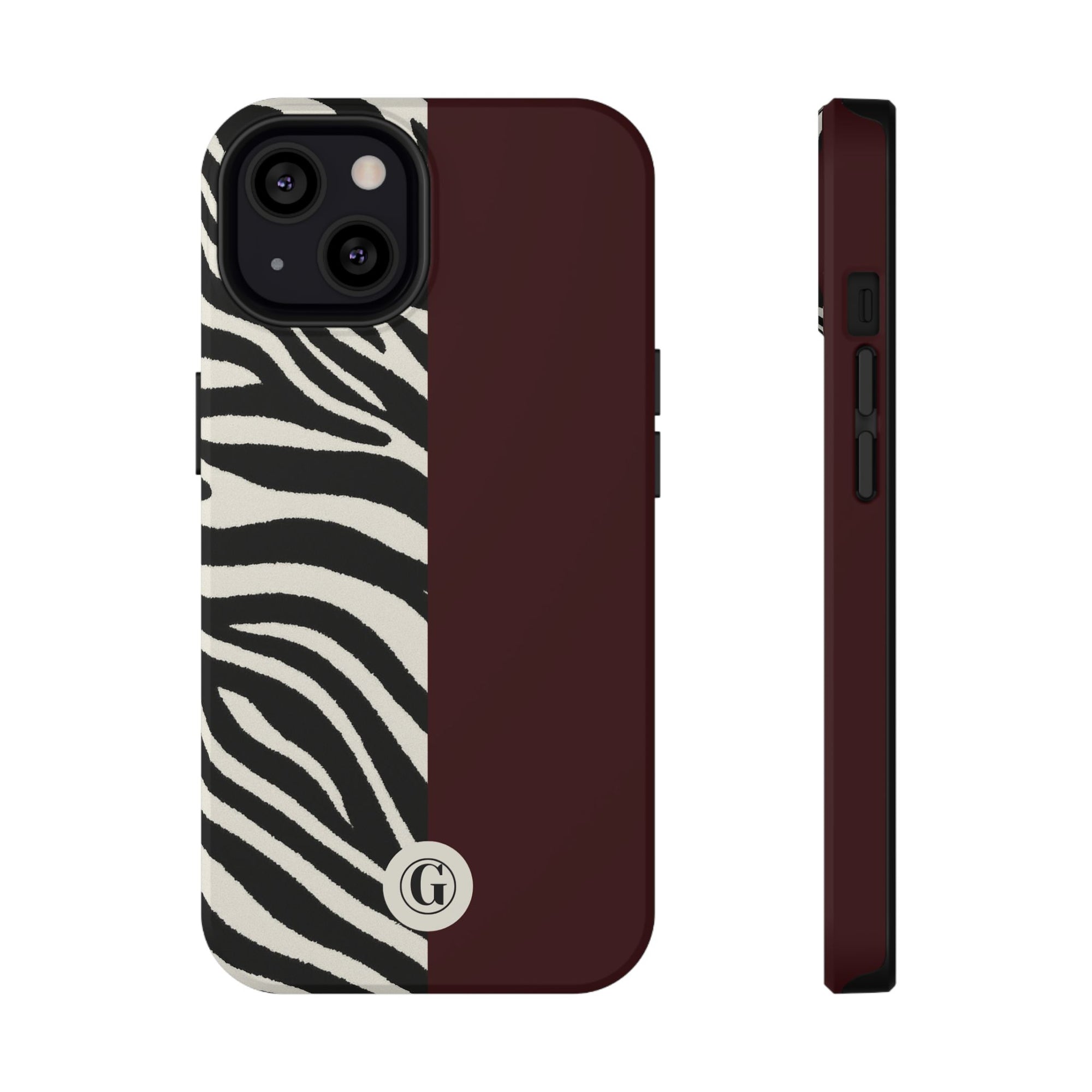 Zebra Print x Burgundy Phone Case