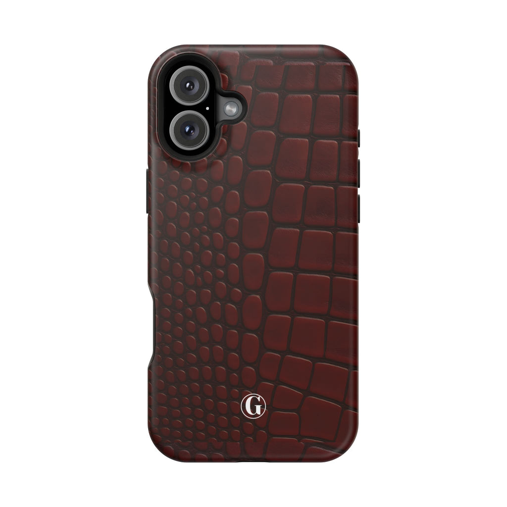 Burgundy Crocodile Print Phone Case