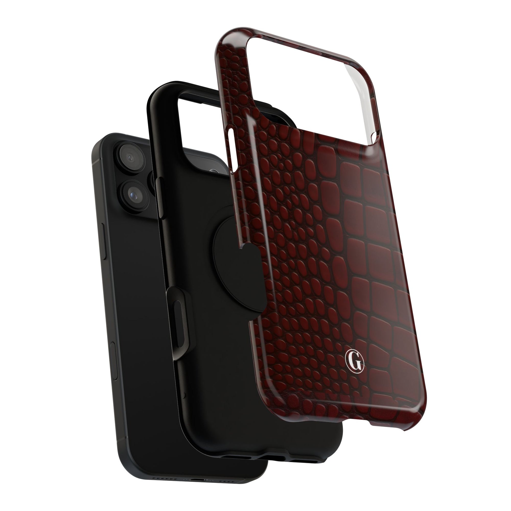 Burgundy Crocodile Print Phone Case