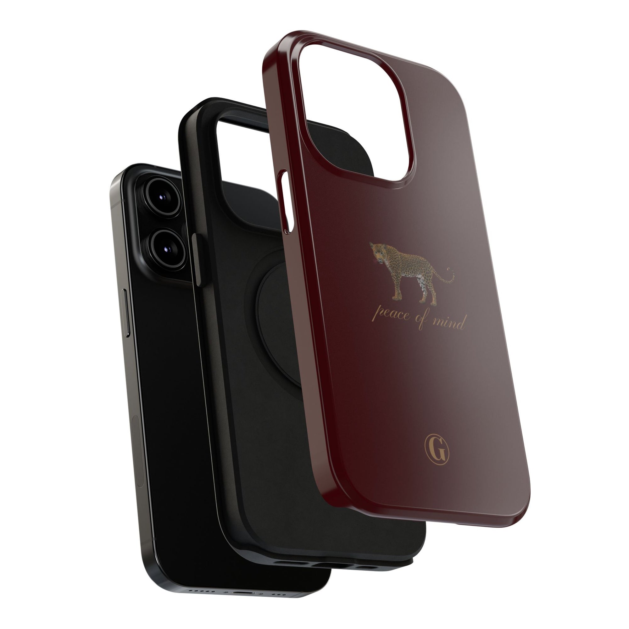 Burgundy 'Peace of Mind' Panther Phone Case