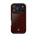 Burgundy Crocodile Print Phone Case