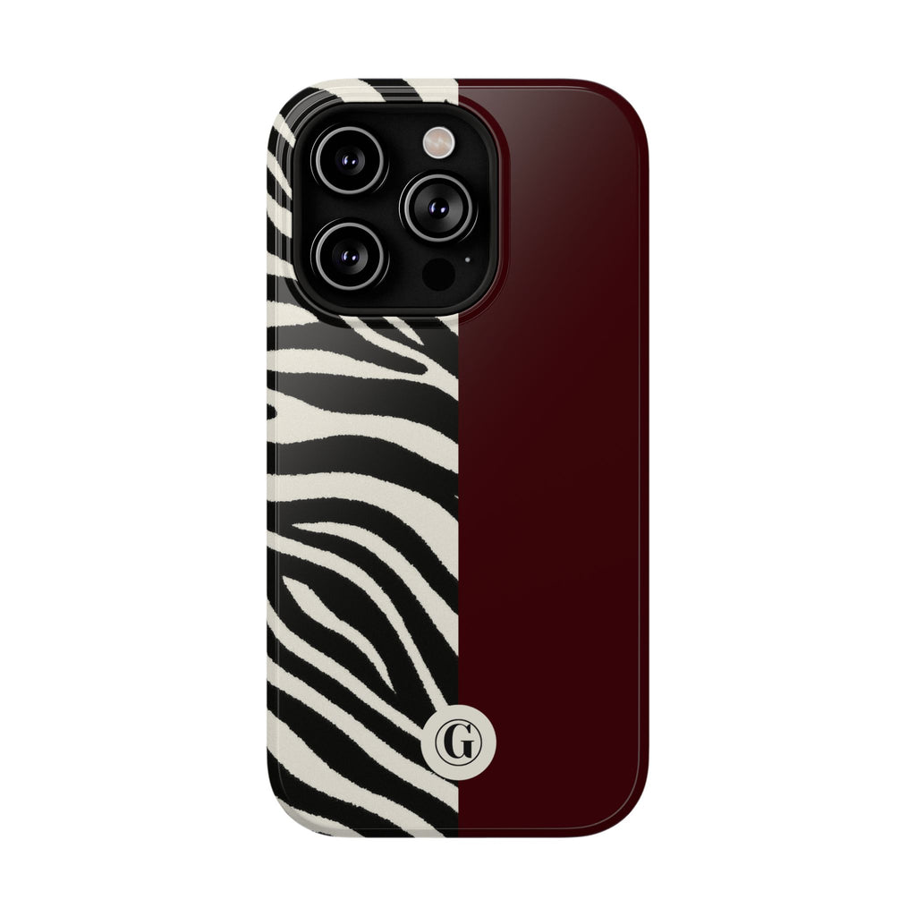 Zebra Print x Burgundy Phone Case