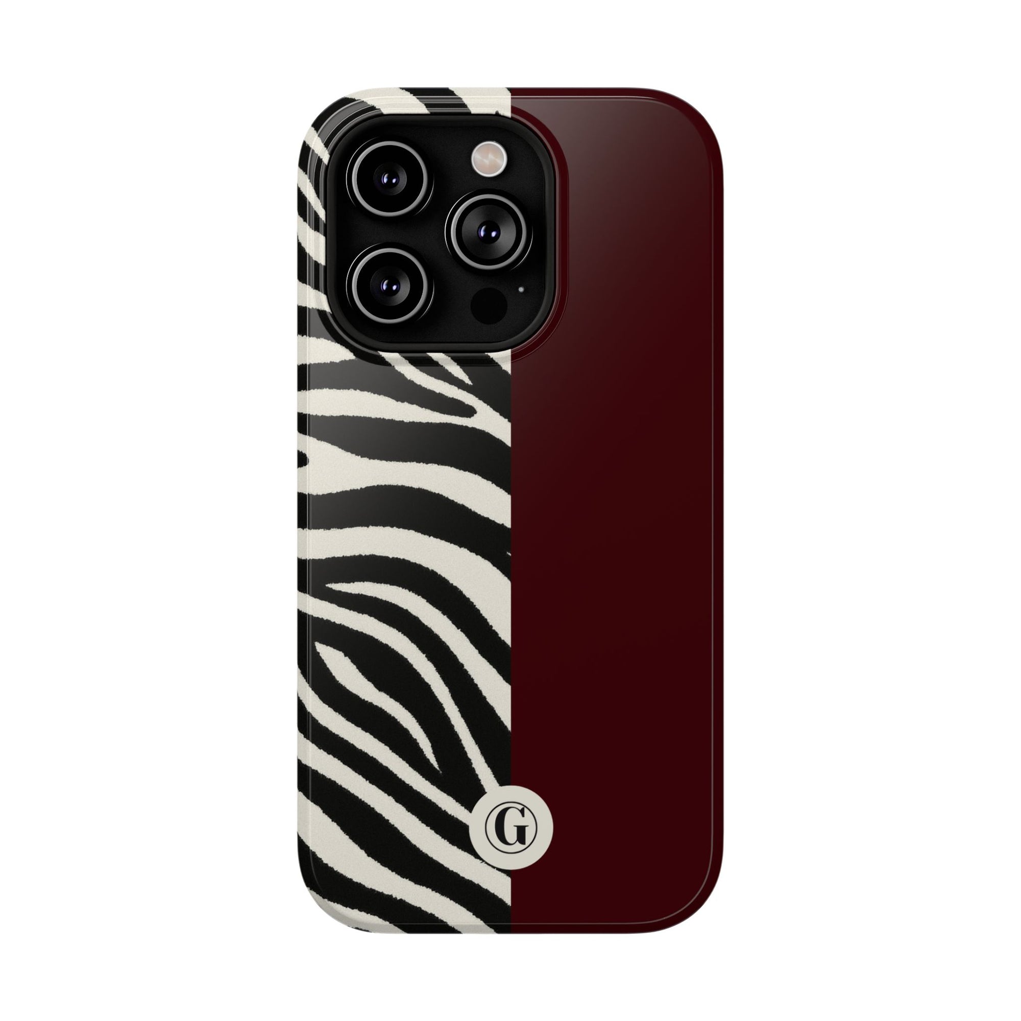 Zebra Print x Burgundy Phone Case