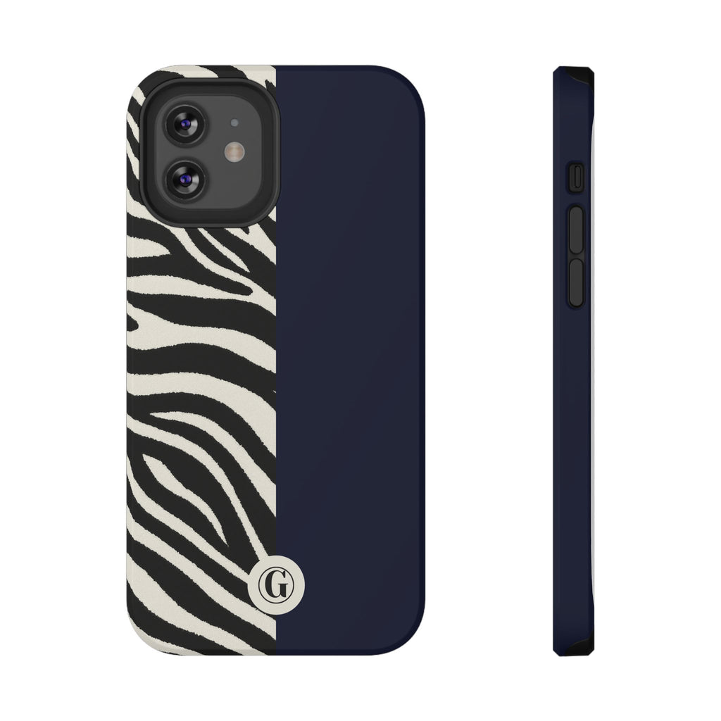 Zebra Print x Navy Blue Phone Case