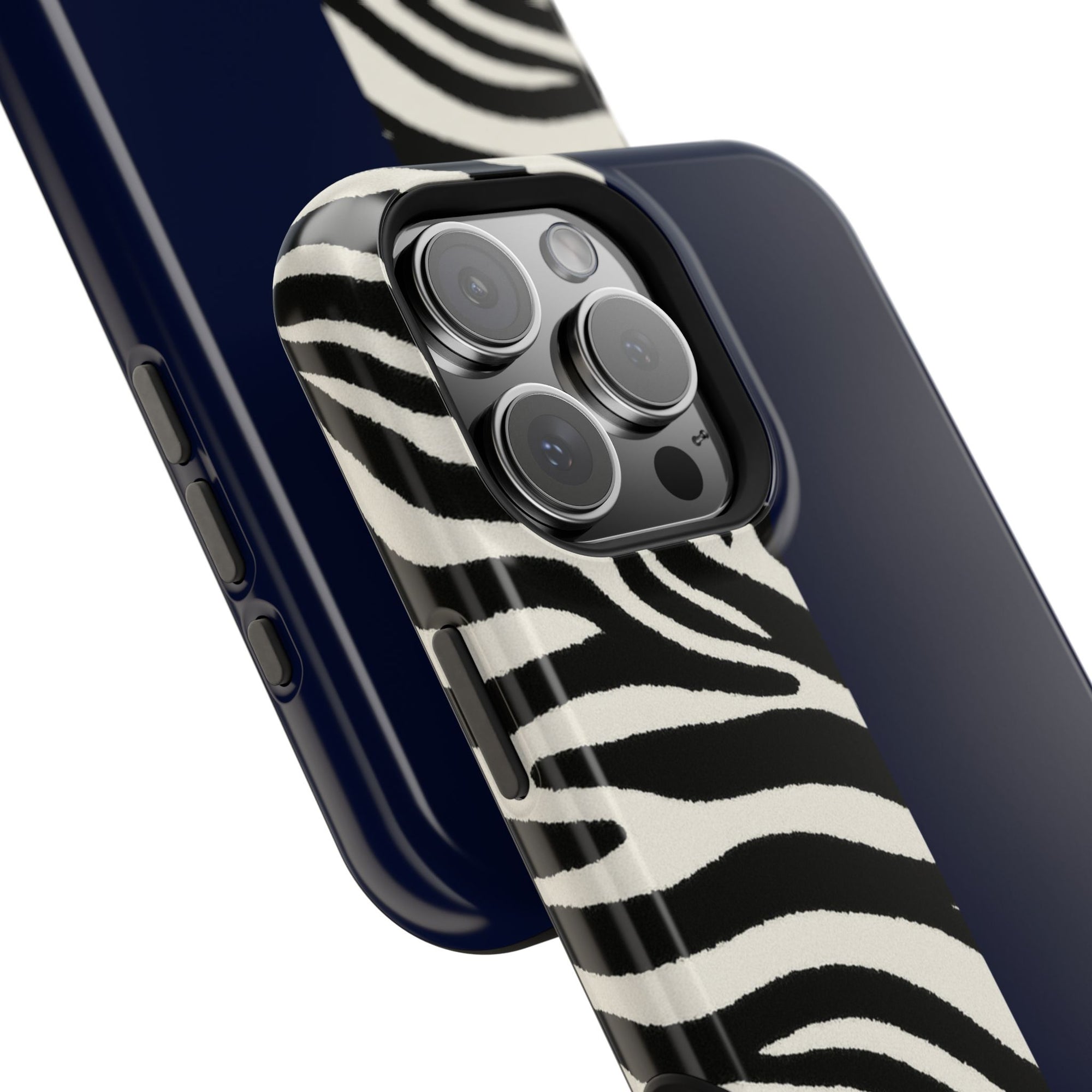 Zebra Print x Navy Blue Phone Case