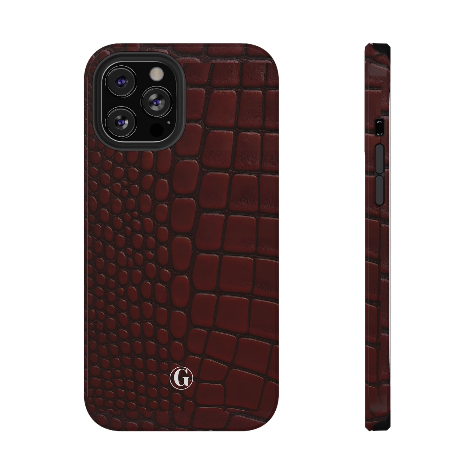 Burgundy Crocodile Print Phone Case