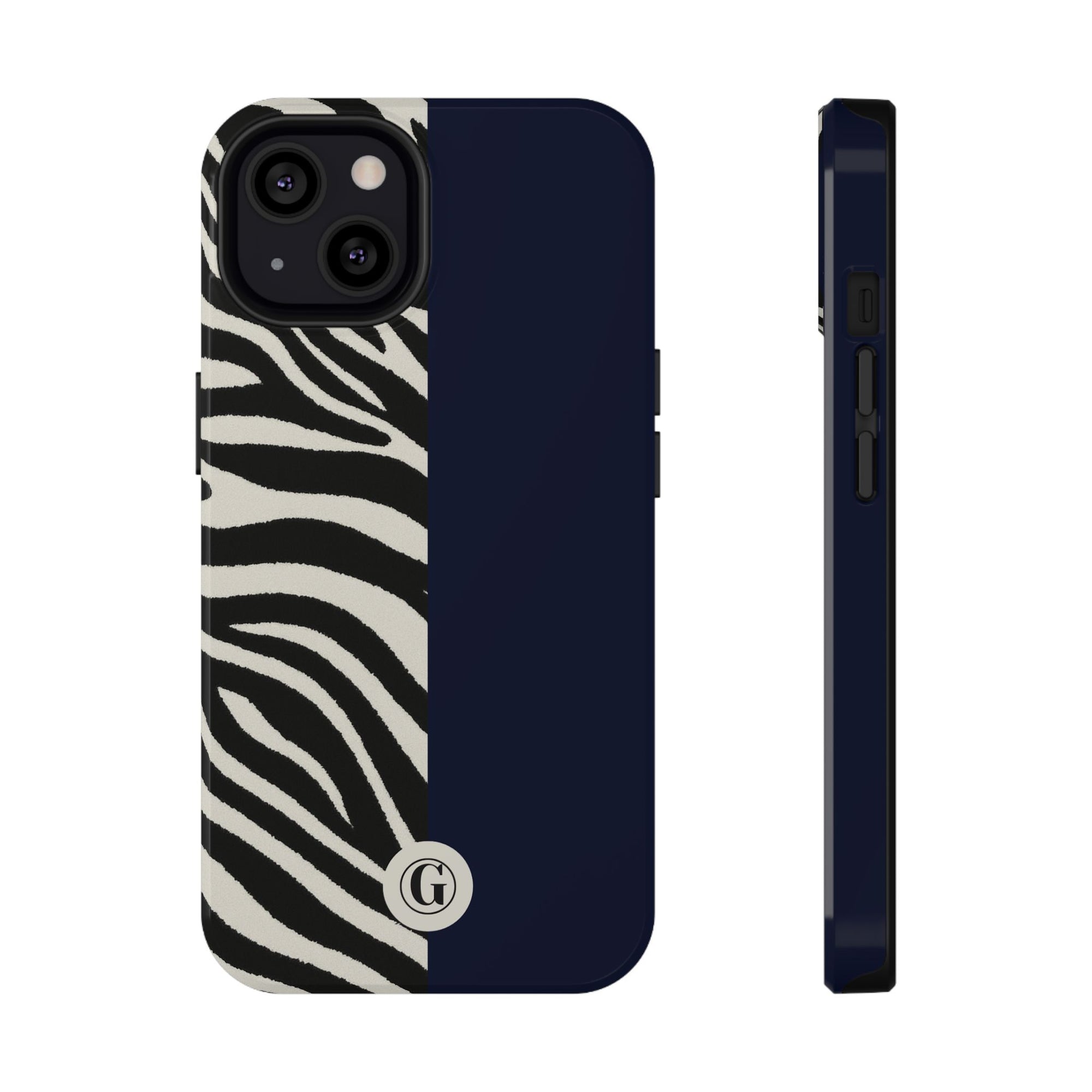 Zebra Print x Navy Blue Phone Case
