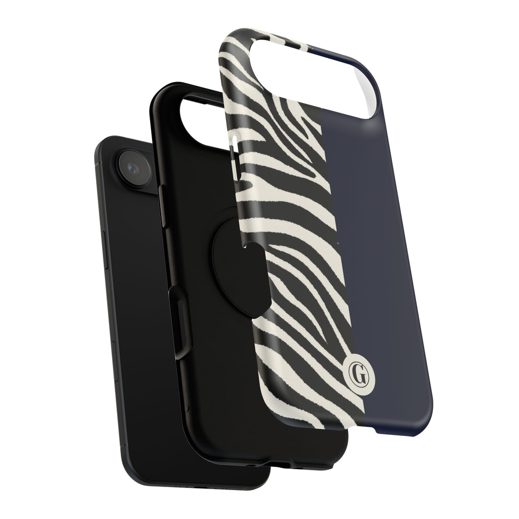 Zebra Print x Navy Blue Phone Case