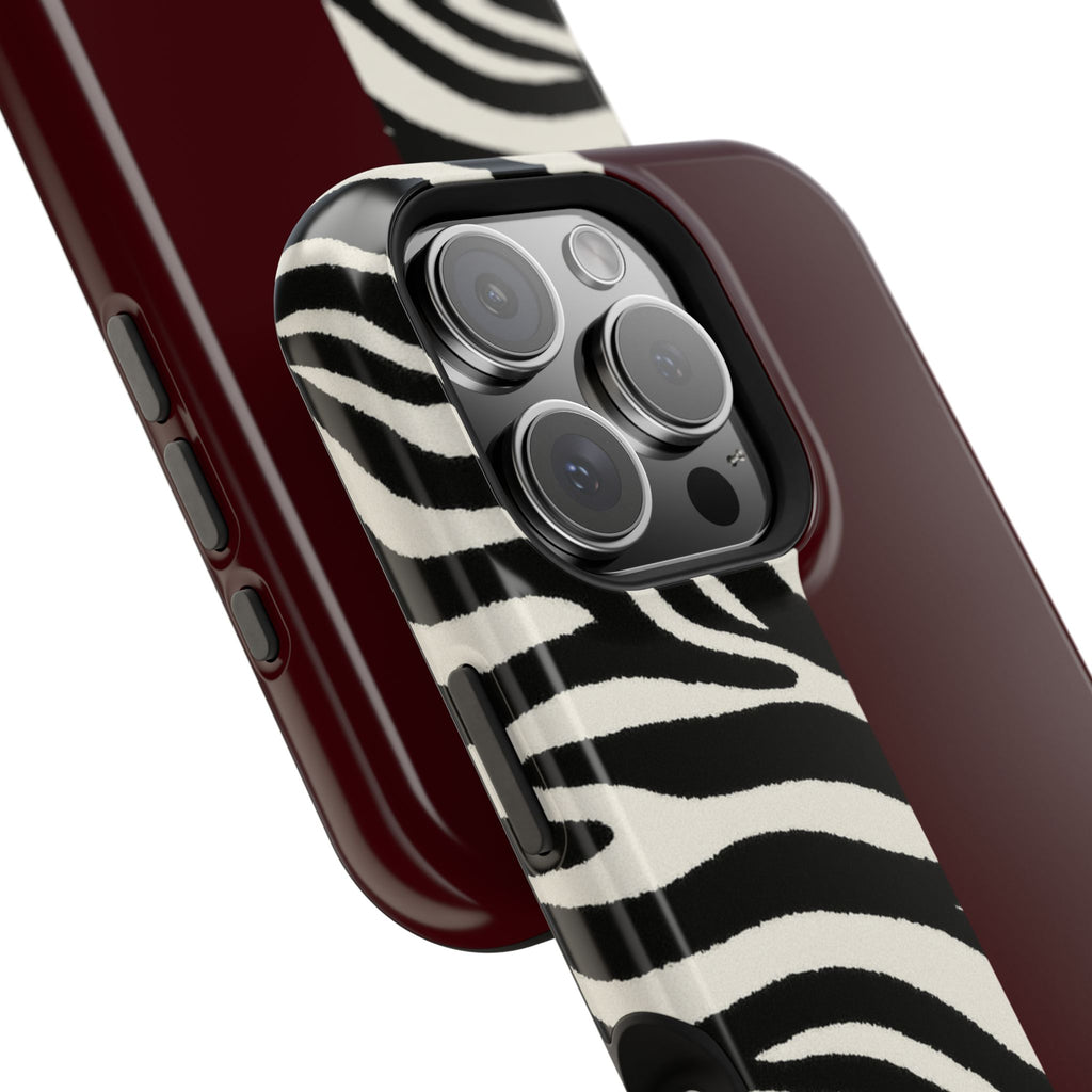 Zebra Print x Burgundy Phone Case