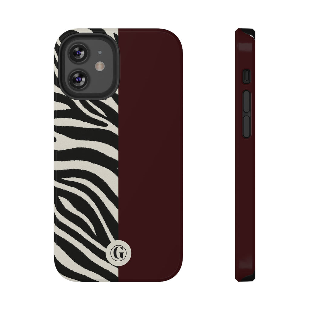 Zebra Print x Burgundy Phone Case