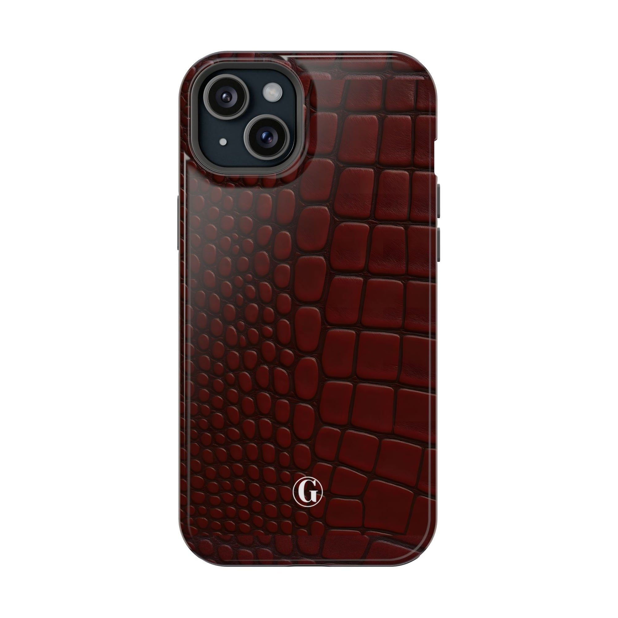 Burgundy Crocodile Print Phone Case