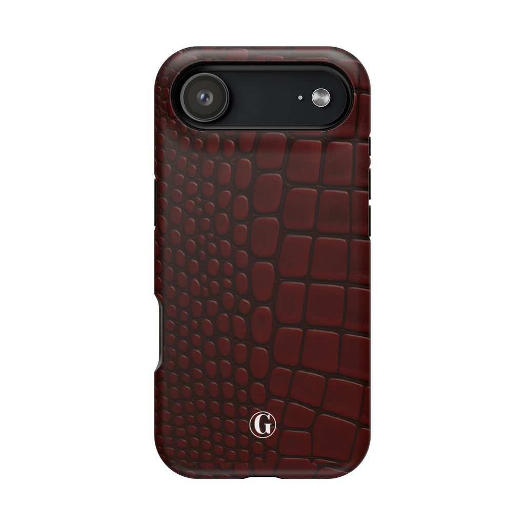 Burgundy Crocodile Print Phone Case
