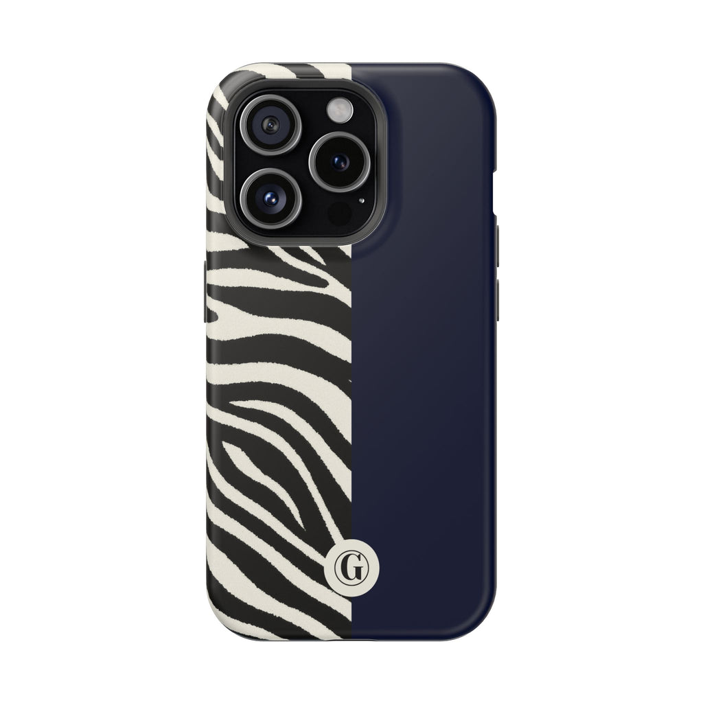 Zebra Print x Navy Blue Phone Case