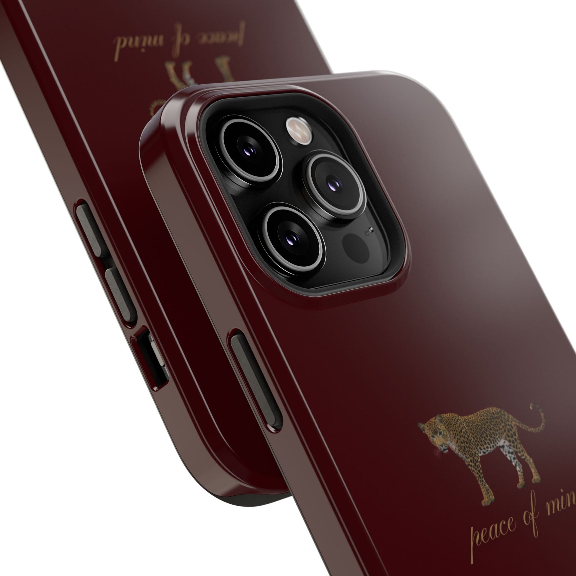 Burgundy 'Peace of Mind' Panther Phone Case