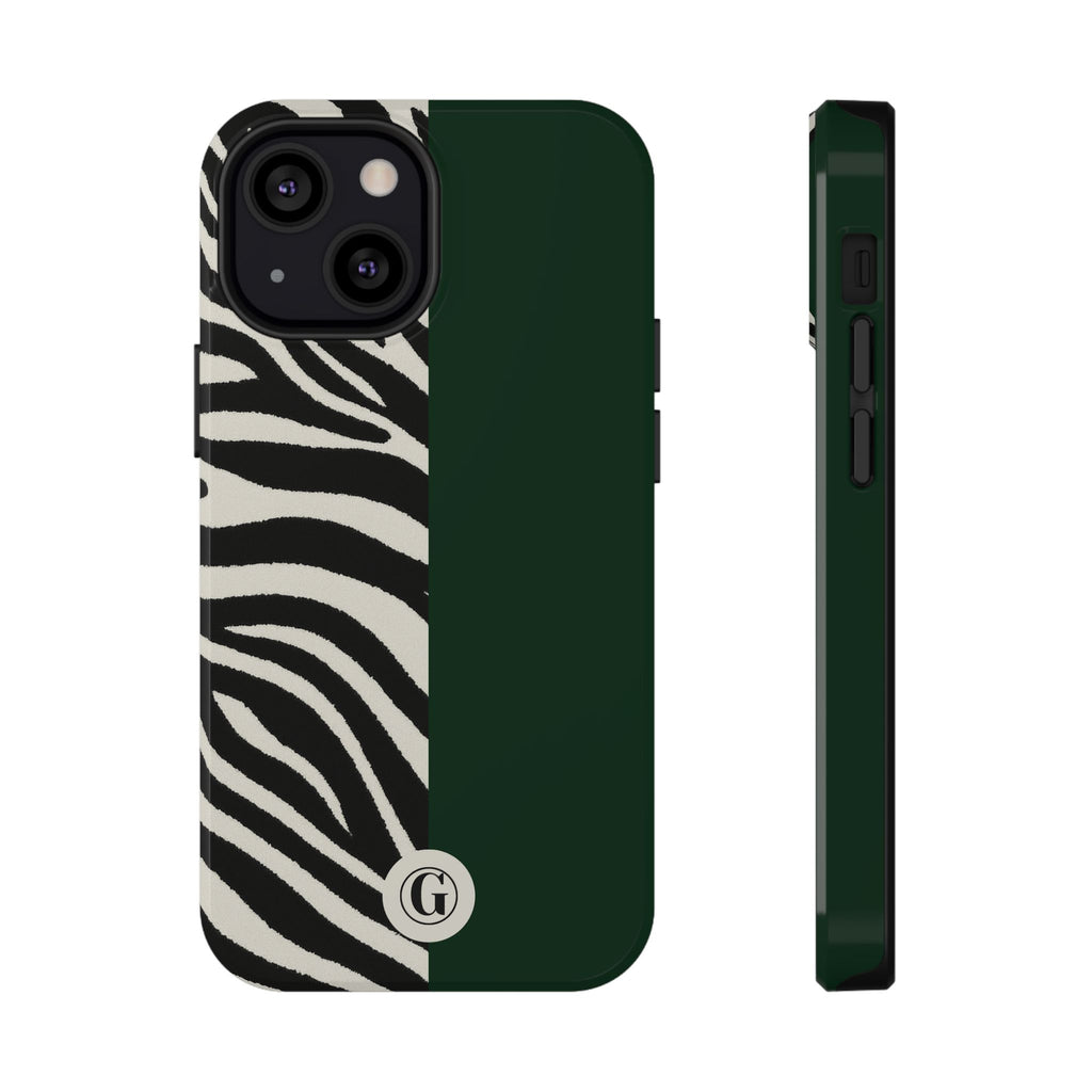 Zebra Print x Emerald Green Phone Case