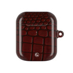 Burgundy Crocodile Print AirPod Case