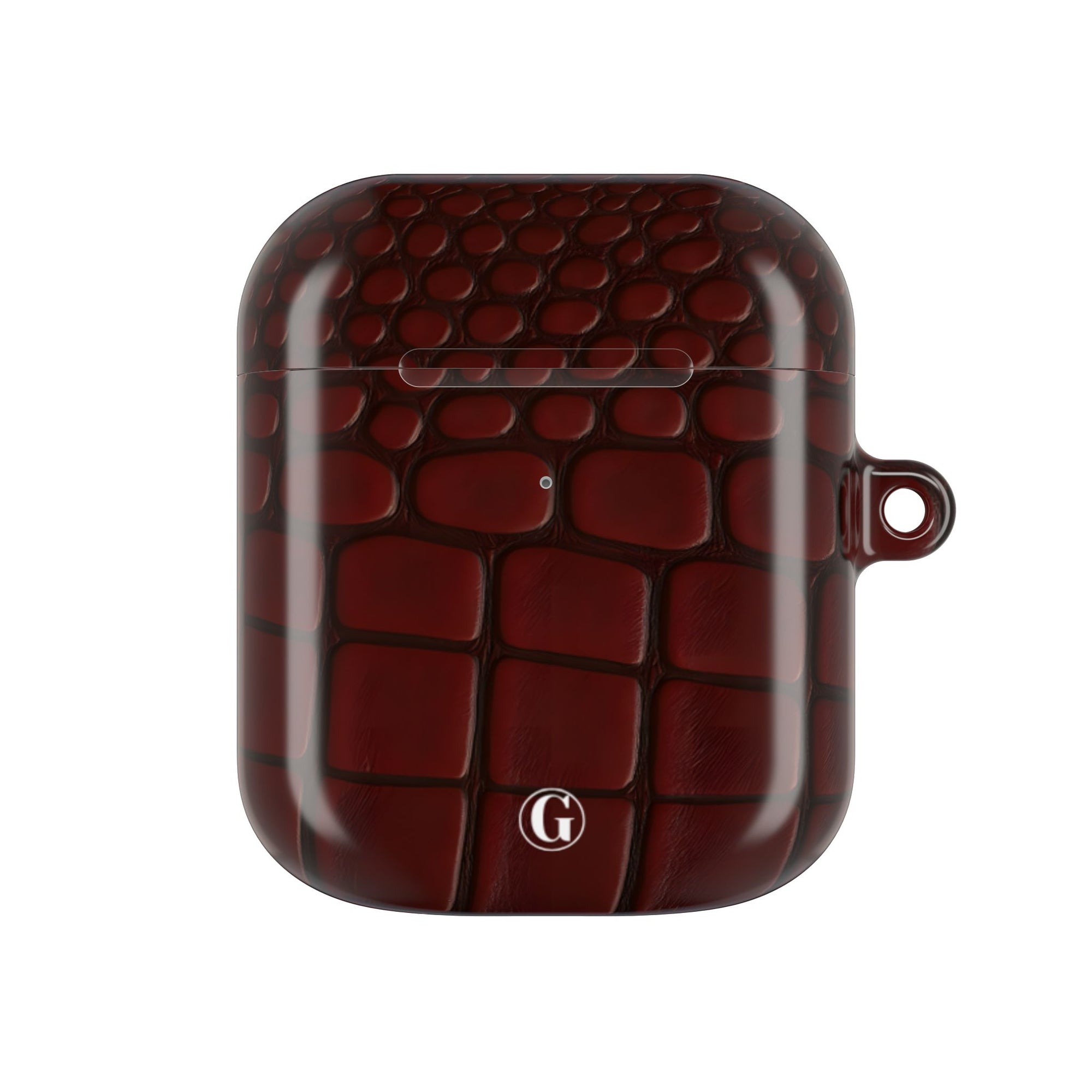 Burgundy Crocodile Print AirPod Case