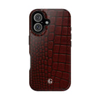 Burgundy Crocodile Print Phone Case