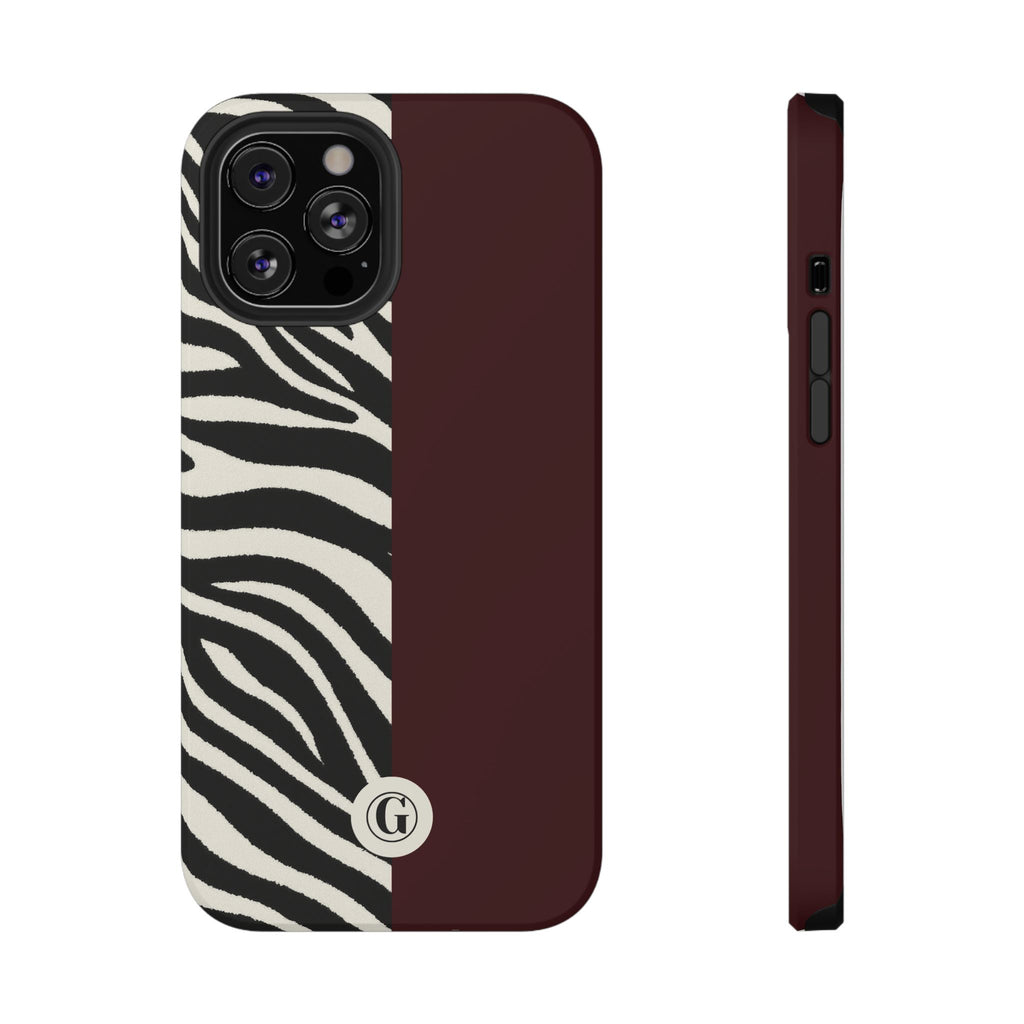 Zebra Print x Burgundy Phone Case