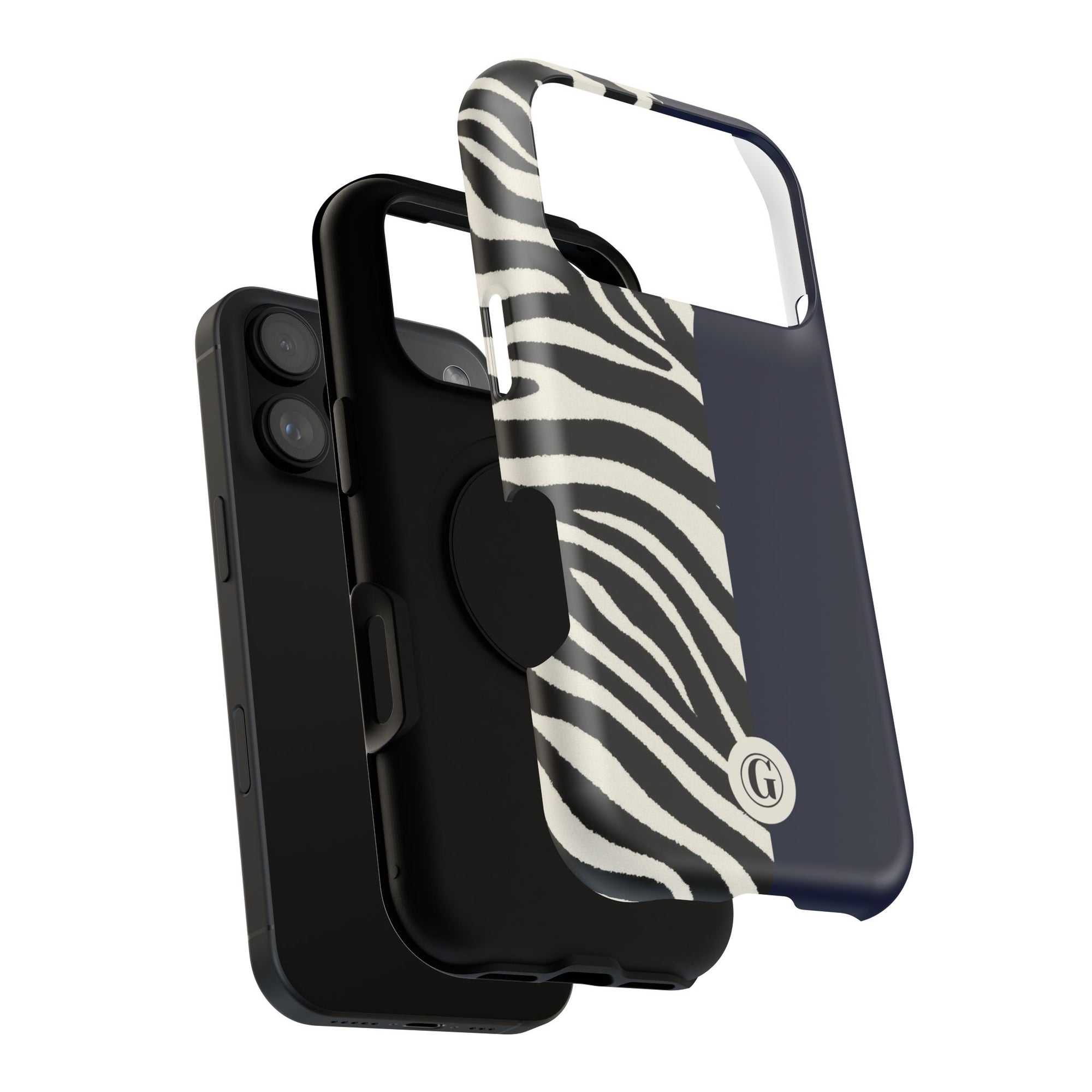 Zebra Print x Navy Blue Phone Case