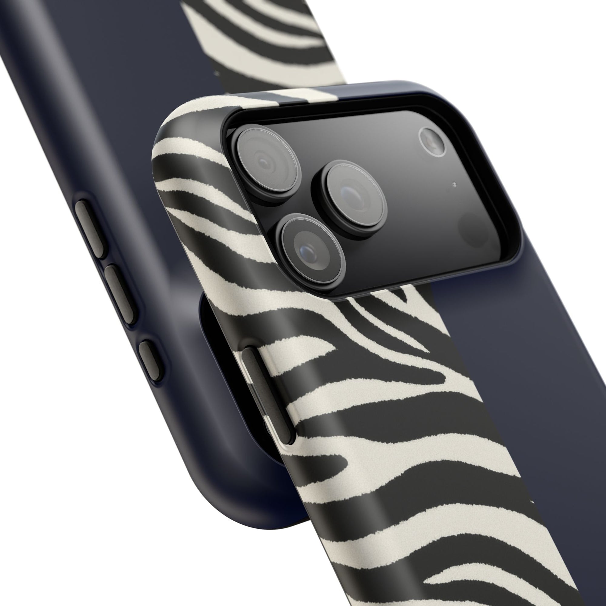 Zebra Print x Navy Blue Phone Case