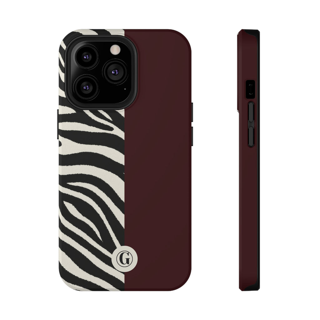 Zebra Print x Burgundy Phone Case