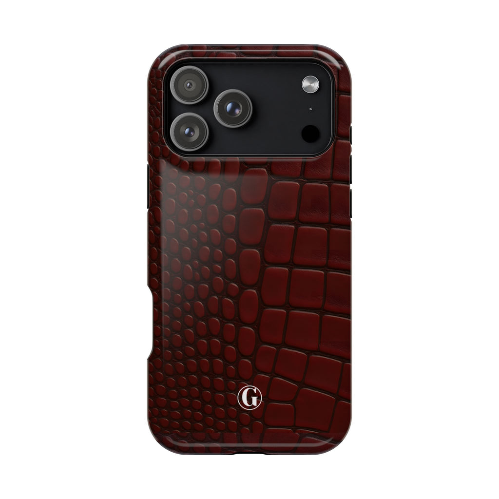 Burgundy Crocodile Print Phone Case