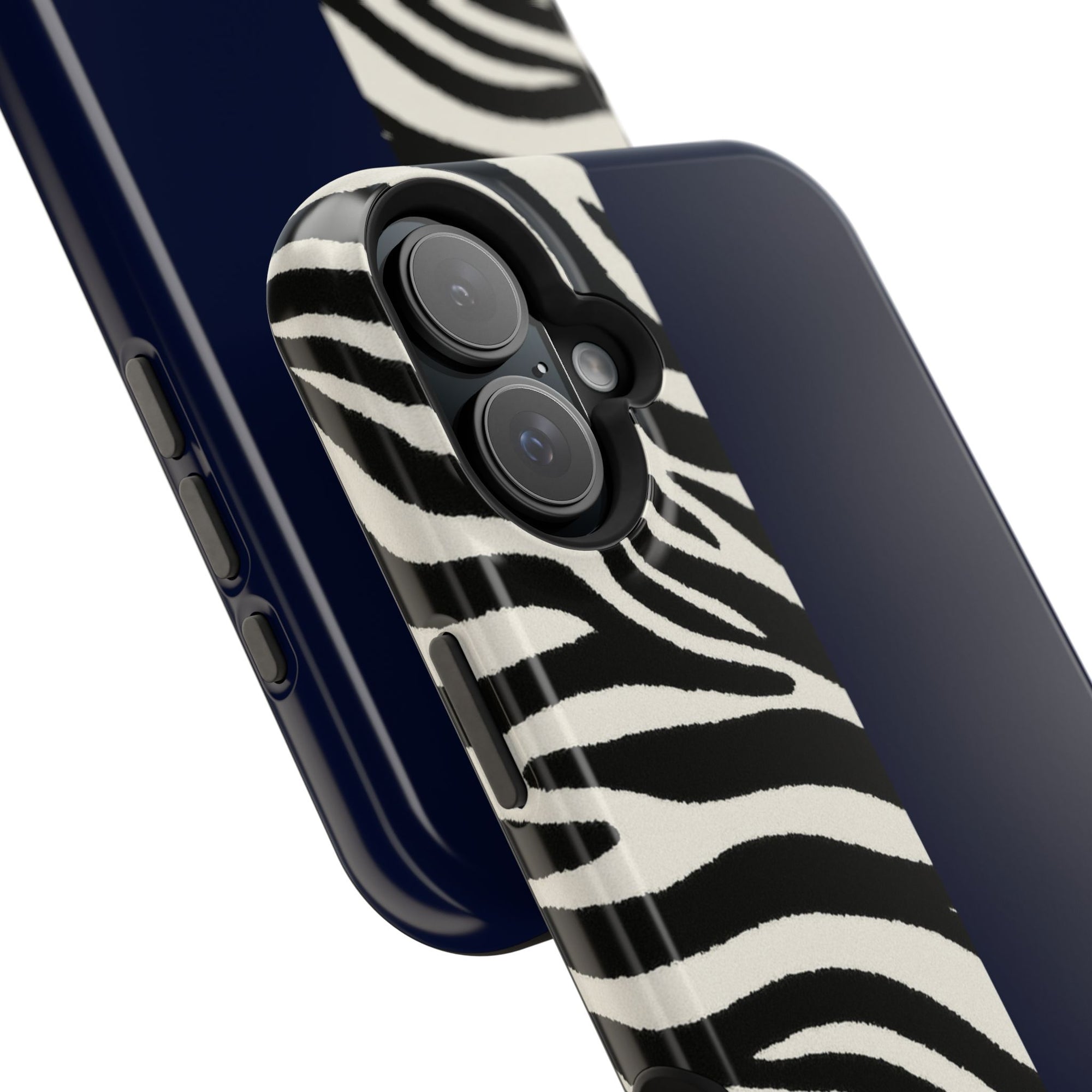Zebra Print x Navy Blue Phone Case