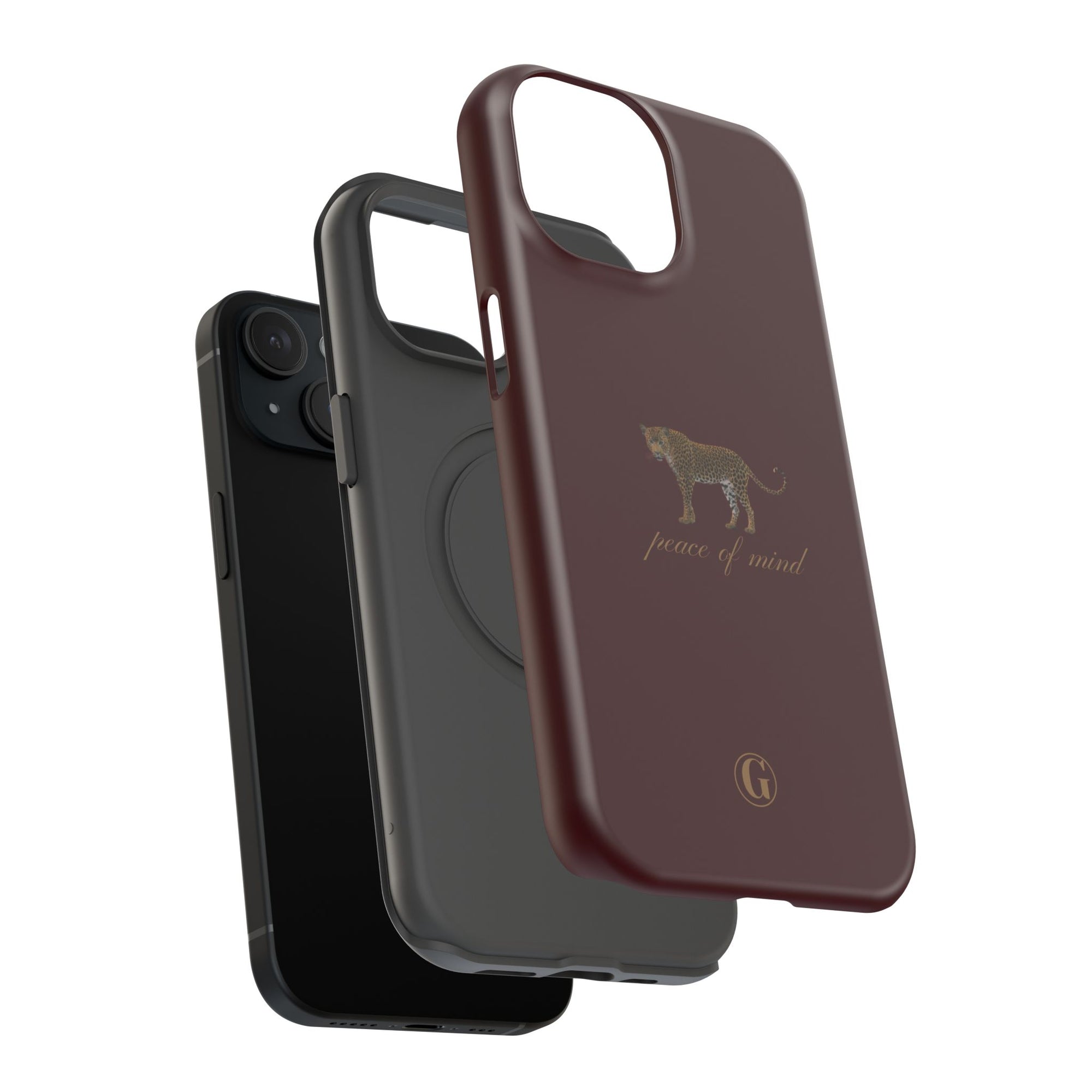 Burgundy 'Peace of Mind' Panther Phone Case