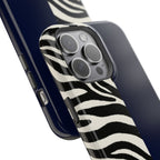 Zebra Print x Navy Blue Phone Case
