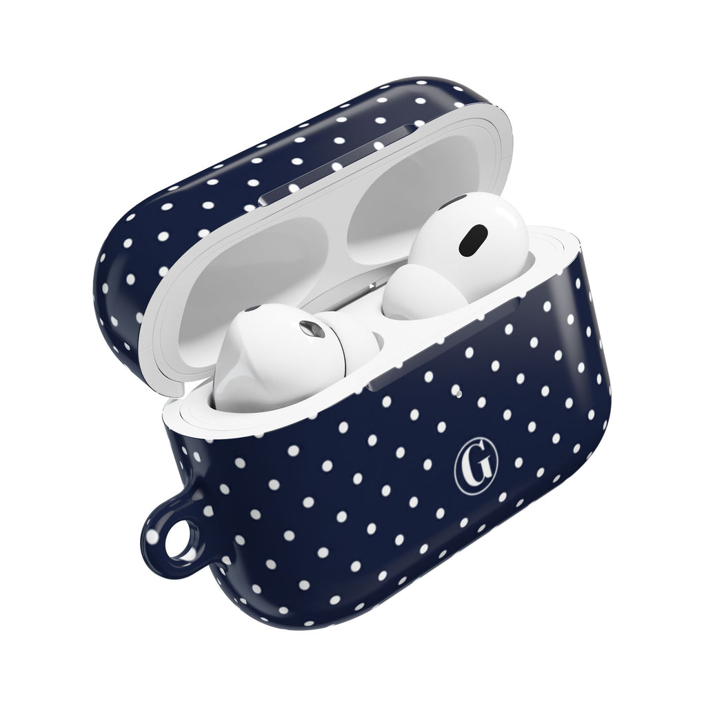 Navy Blue Polka Dot AirPod Case